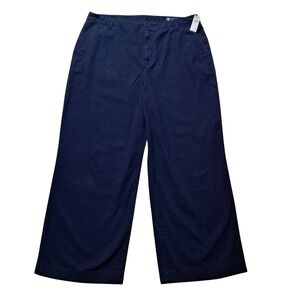 NWT Gap Pants Women's 18 Navy Blue Loose Khaki‎ Uniform High Rise Wide Leg